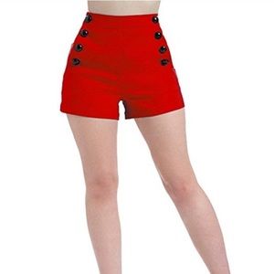 Voodoo Vixen High Waisted Red Sailor Shorts